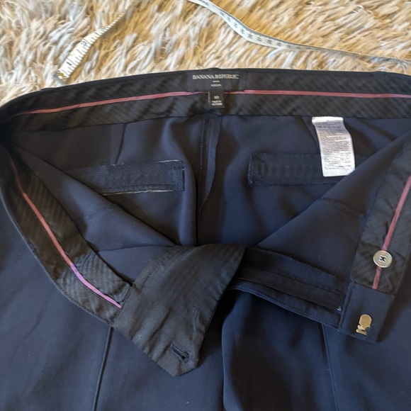 Banana Republic Logan Tie Waist Wide Leg Slack/Trouser/Pant. Dark navy, size 10 - Picture 6 of 13